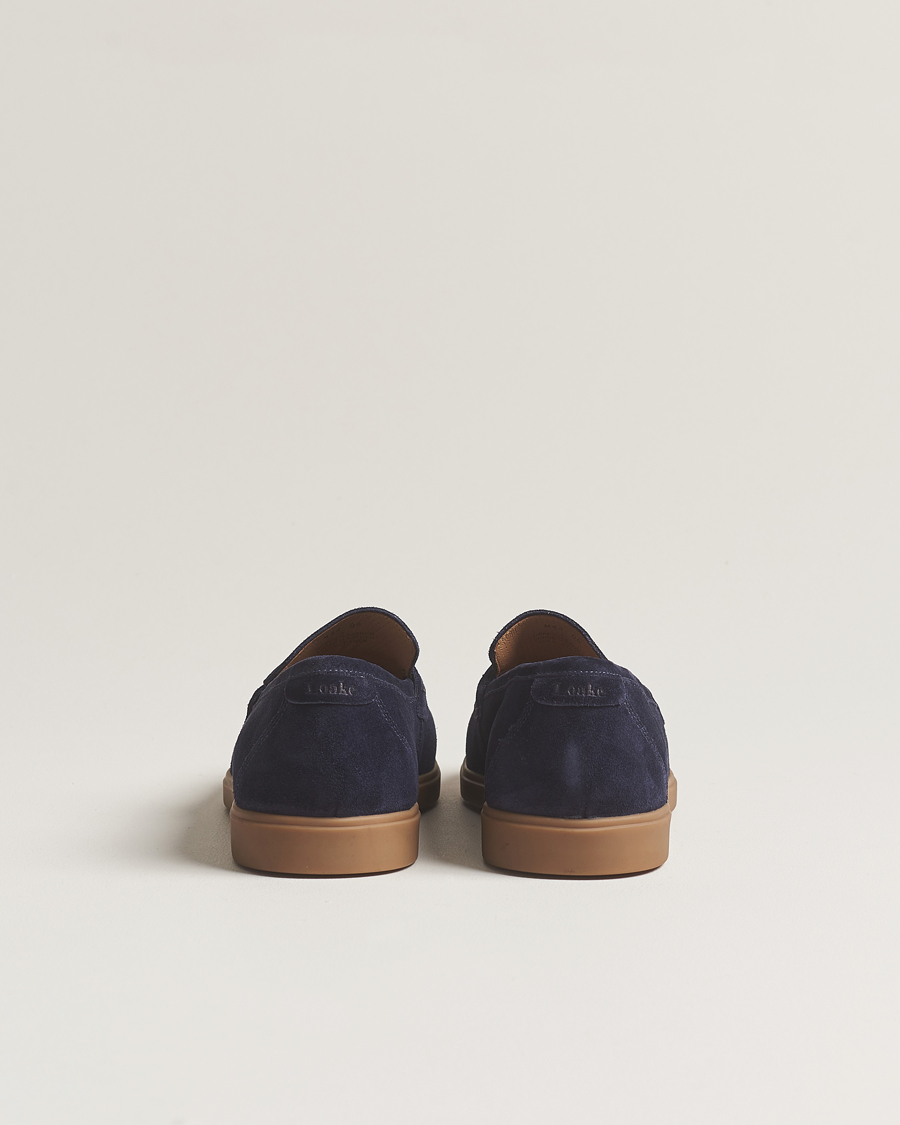 Homme | Loake 1880 Lucca Suede Penny Loafer Navy | Loake 1880 | Lucca Suede Penny Loafer Navy