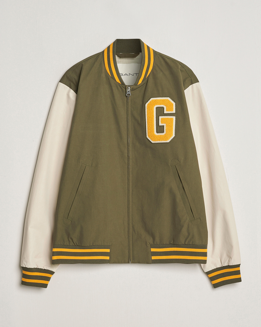 Homme | Manteaux Et Vestes | GANT | Light Varsity Jacket Green/Soft Oat