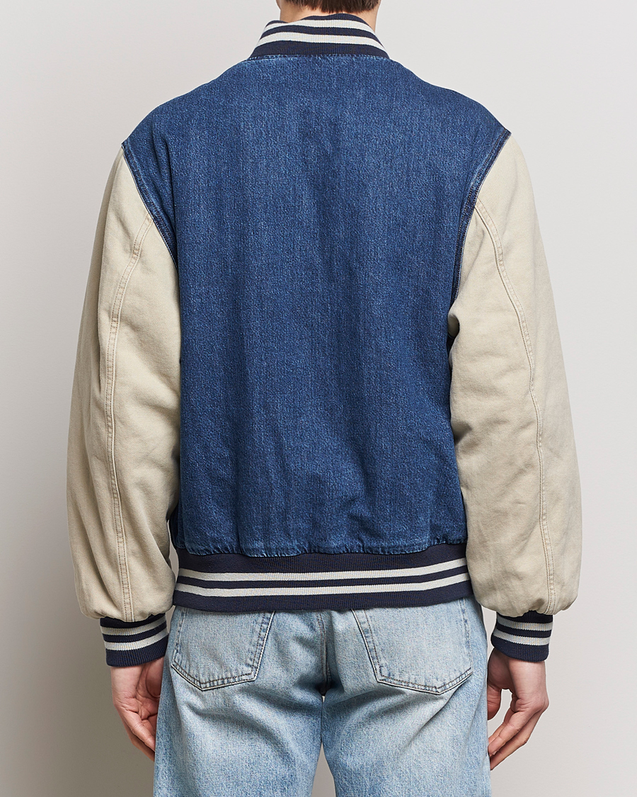 Homme | Manteaux Et Vestes | GANT | Denim Varsity Jacket Dark Blue Worn In