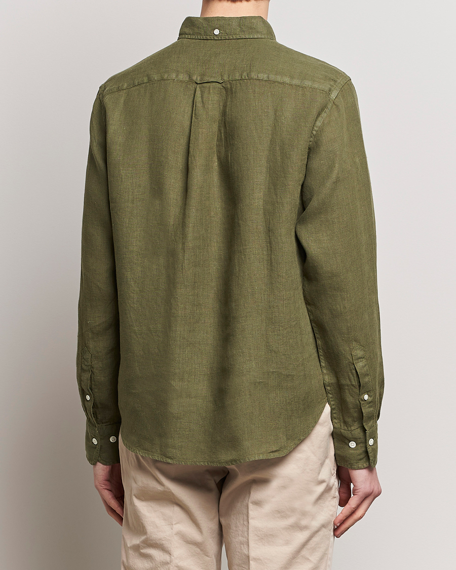 Homme | Chemises | GANT | Regular Fit Garment Dyed Linen Shirt Juniper Green