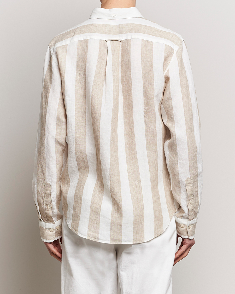 Heren | Overhemden | GANT | Regular Fit Bold Stripe Linen Shirt Beige/White