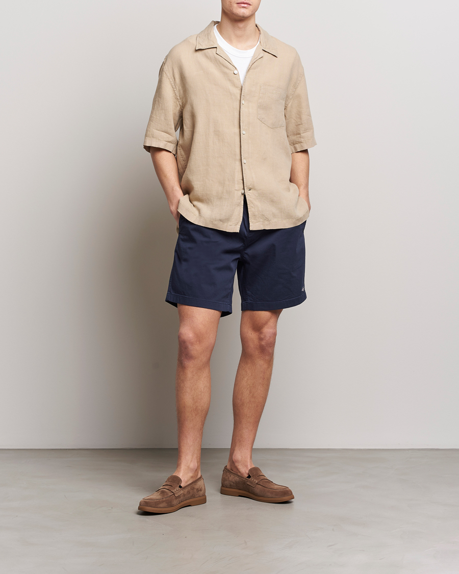 Heren | Overhemden | GANT | Relaxed Fit Linen Resort Short Sleeve Shirt Concrete Beige