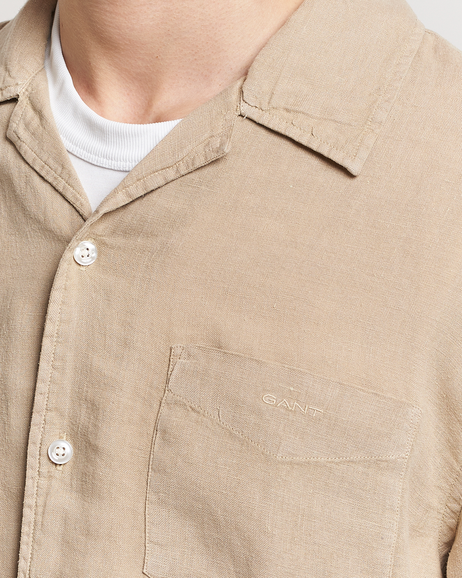 Homme | Chemises | Gant | Relaxed Fit Linen Resort Short Sleeve Shirt Concrete Beige
