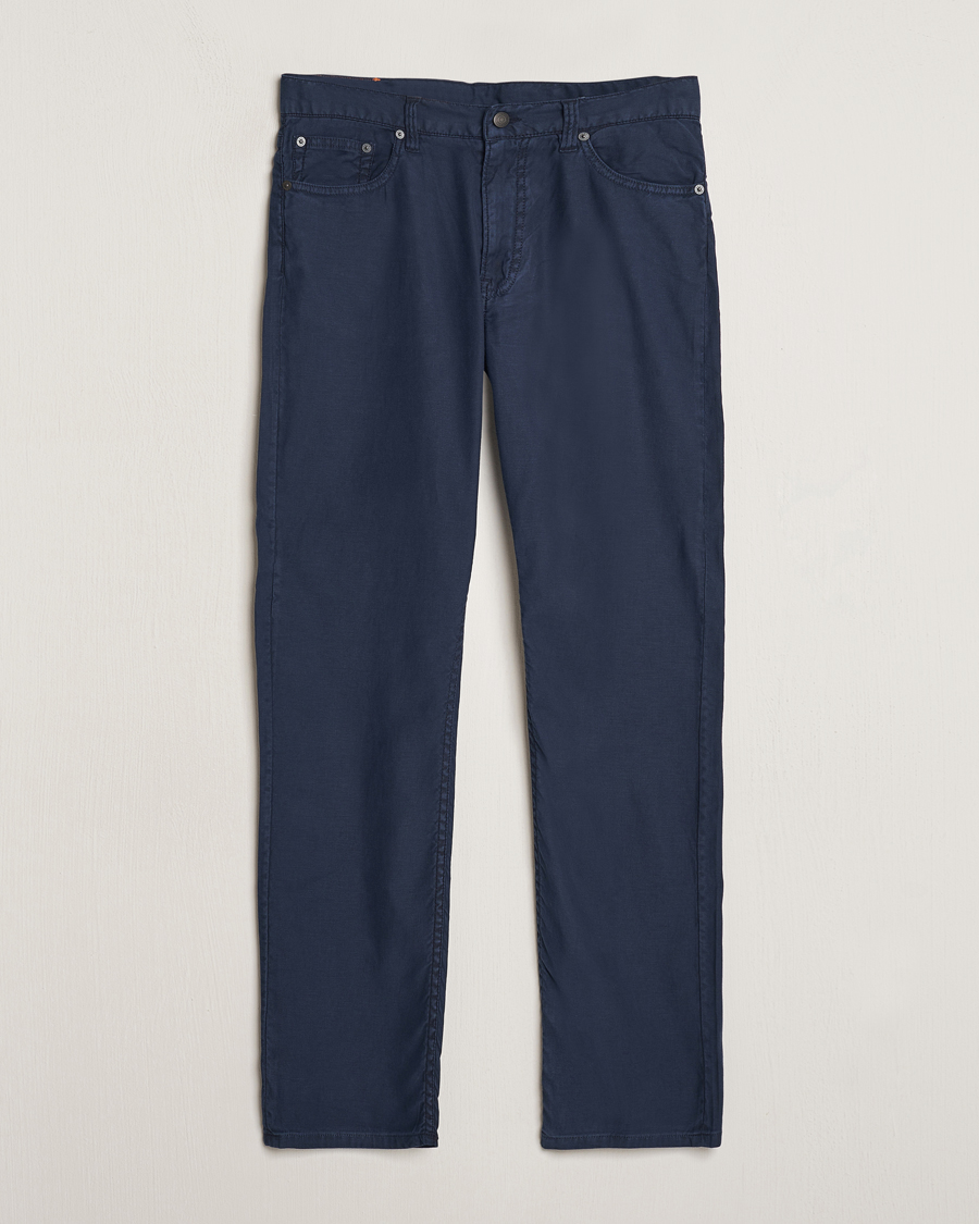 Heren | Broeken | GANT | Cotton/Linen 5-Pocket Trousers Marine