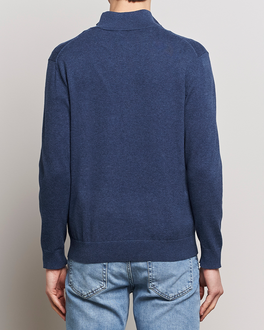 Heren | Truien | GANT | Classic Cotton Half Zip Dark Jeans Blue Melange
