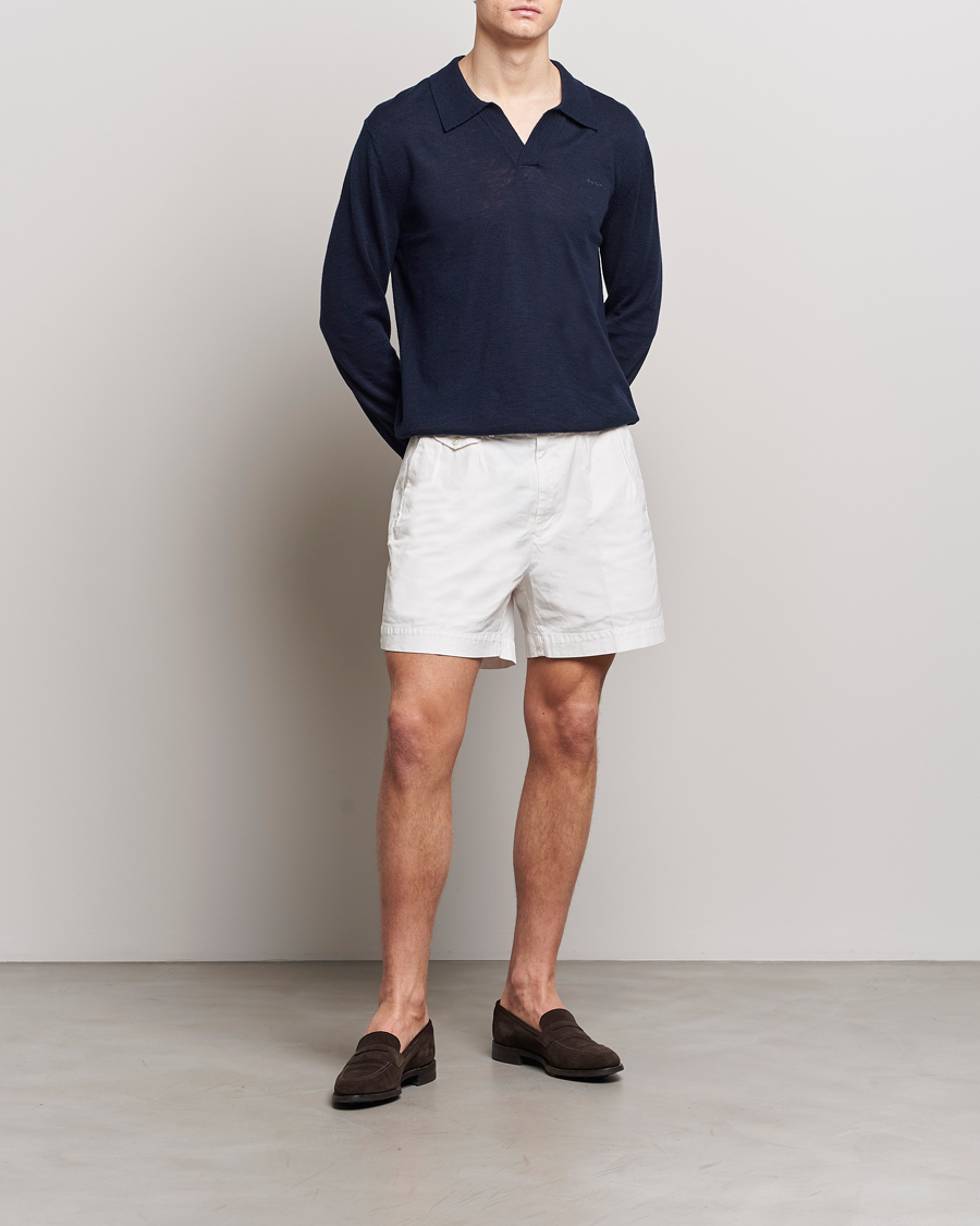 Heren | Truien | GANT | Cotton/Linen Knitted Polo Evening Blue