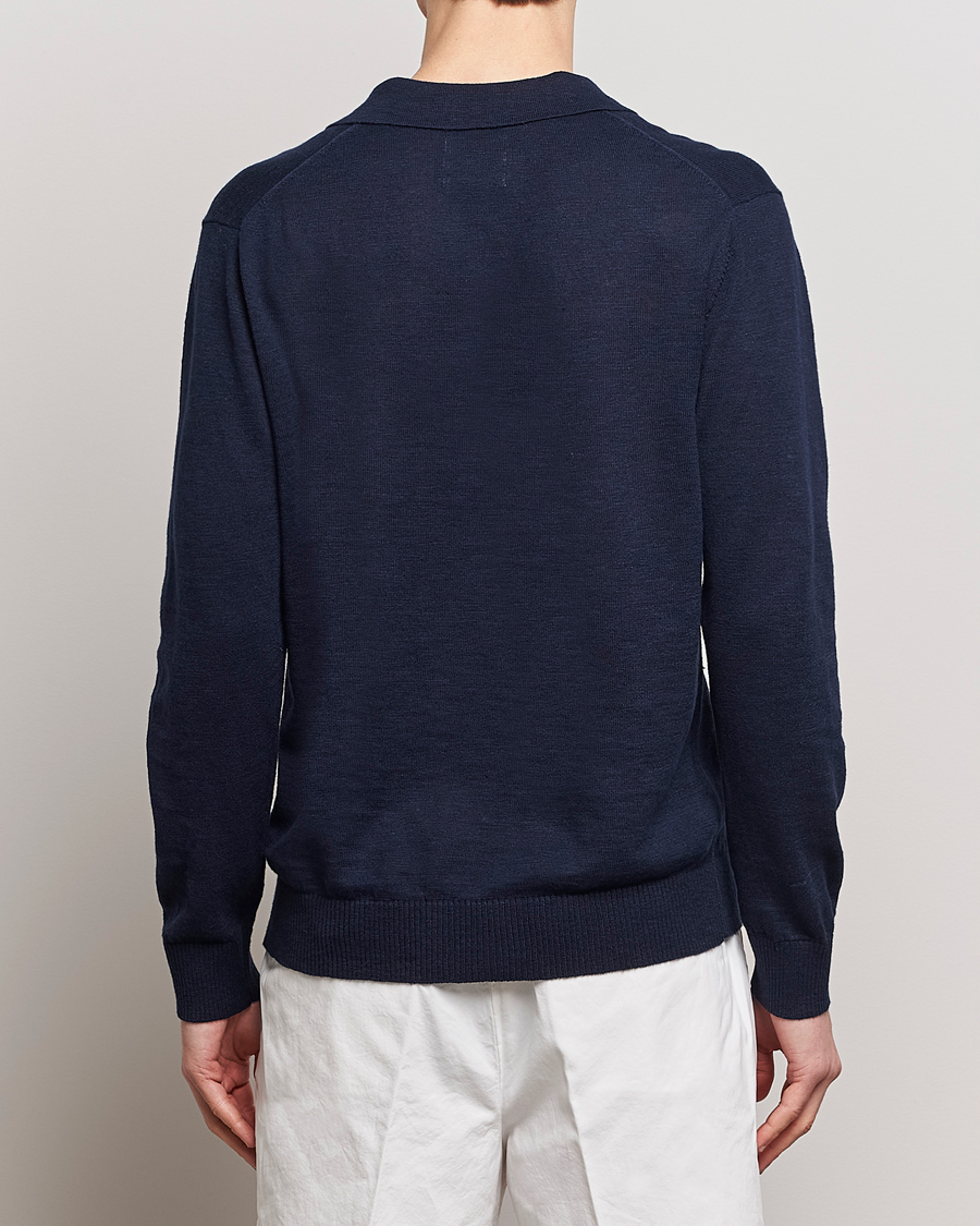 Heren | Truien | GANT | Cotton/Linen Knitted Polo Evening Blue