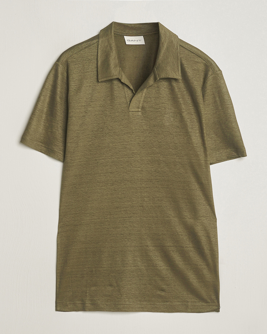 Homme | Polos | GANT | Linen Polo Juniper Green