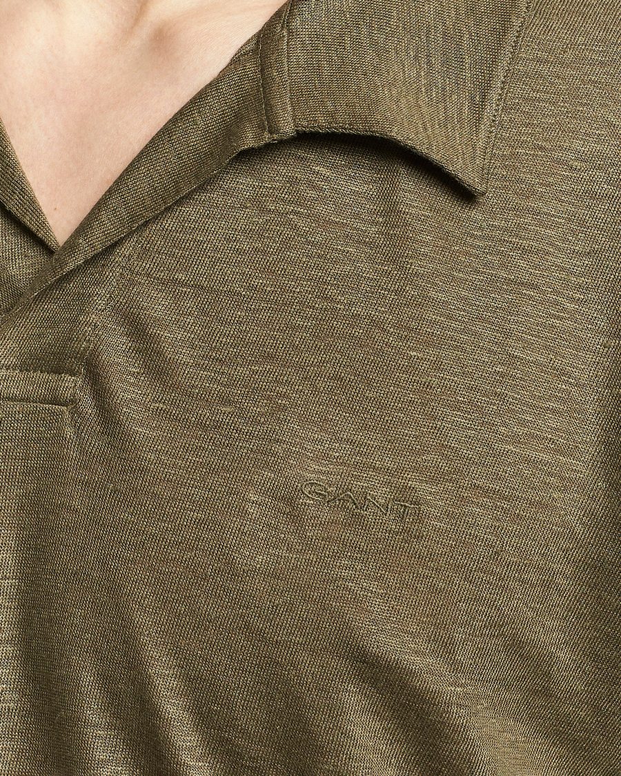Homme | Polos | GANT | Linen Polo Juniper Green