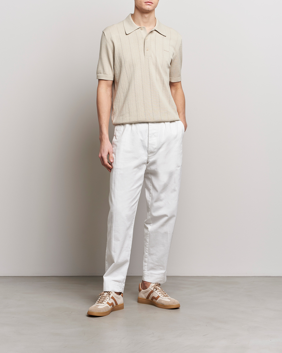 Homme | Polos | GANT | Pointelle Structured Knitted Polo Silky Beige