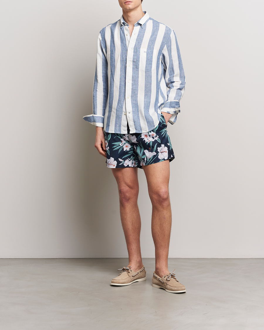 Heren | Zwembroek | Gant | Printed Flower Swimshorts Evening Blue