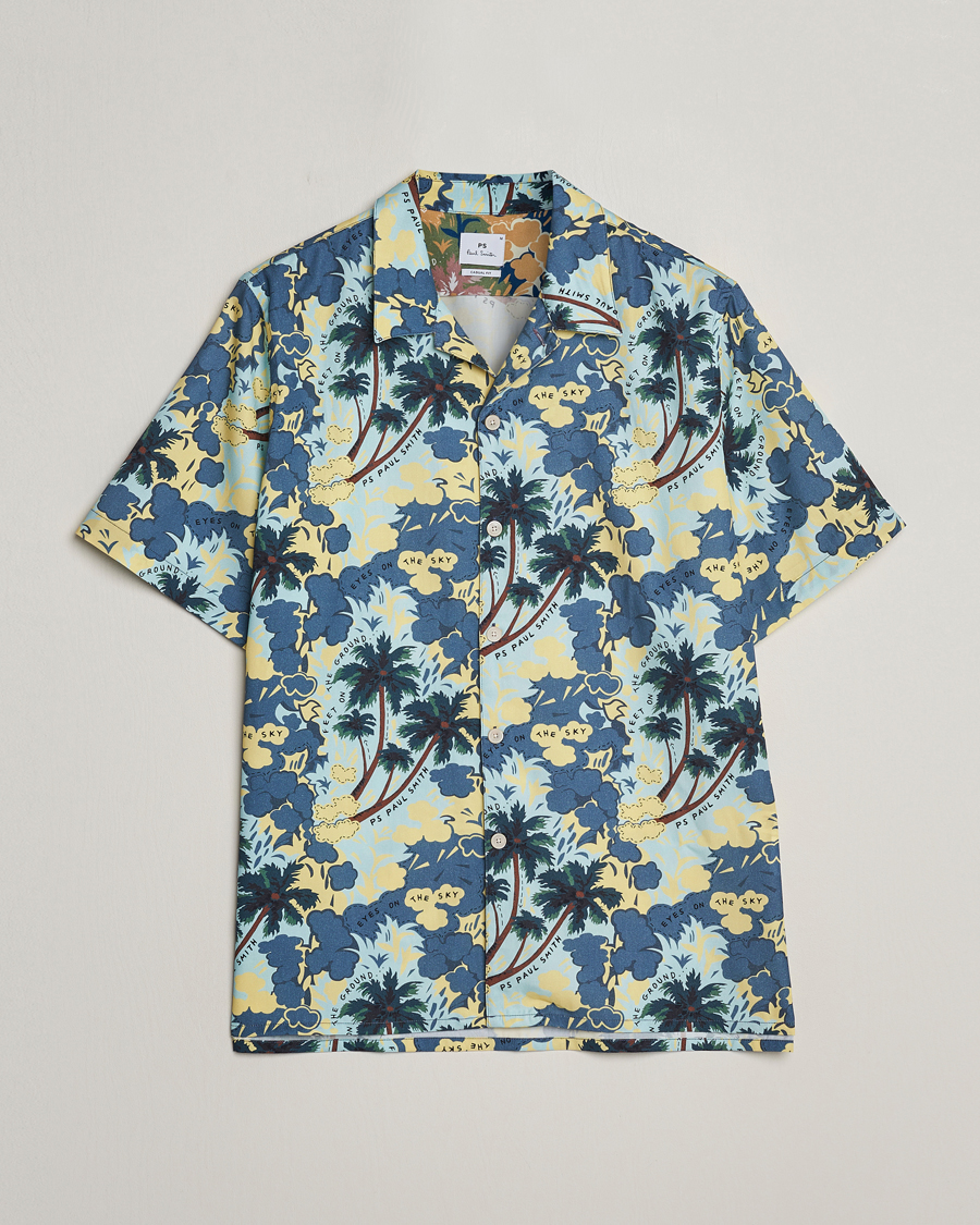 Homme | Chemises | PS Paul Smith | Prined Flower Resort Short Sleeve Shirt Blue