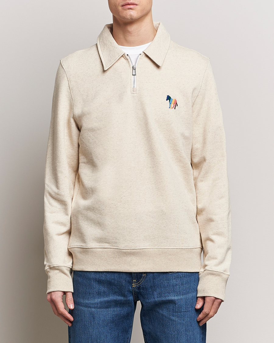 Homme | Pulls Et Tricots | PS Paul Smith | Cotton/Linen Zebra Half Zip Off White