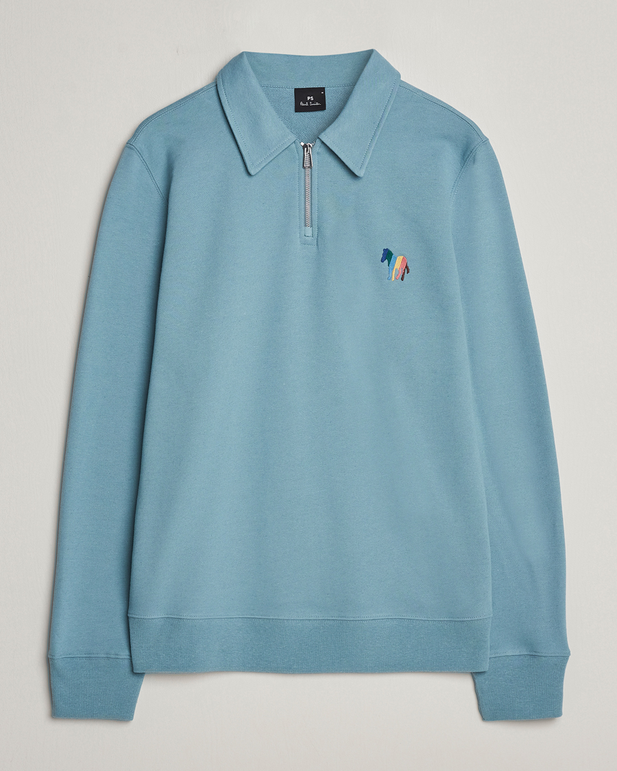 Homme | Pulls Et Tricots | PS Paul Smith | Cotton/Linen Zebra Half Zip Blue