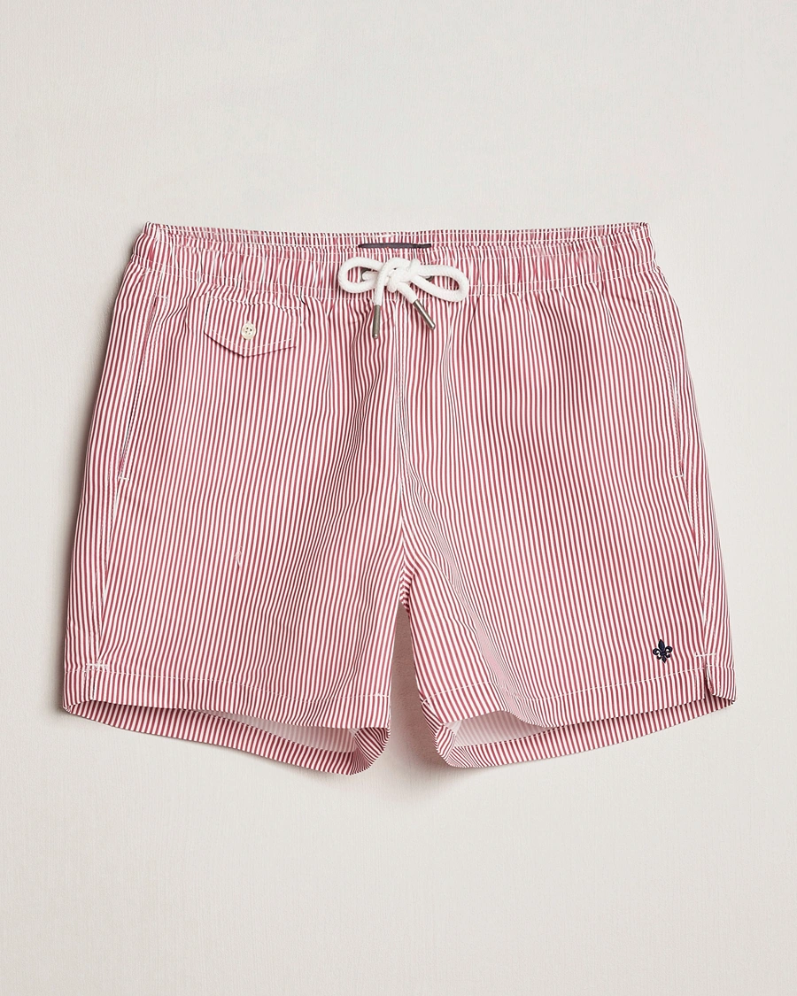 Homme | Maillots De Bain | Morris | Stripe Bathing Trunks Cerise