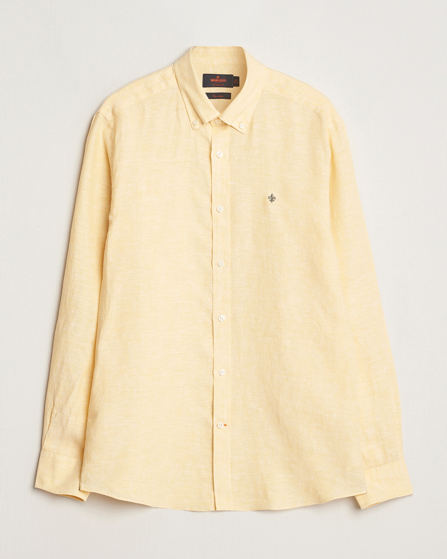 Heren | Overhemden | Morris | Douglas Linen Button Down Shirt Yellow