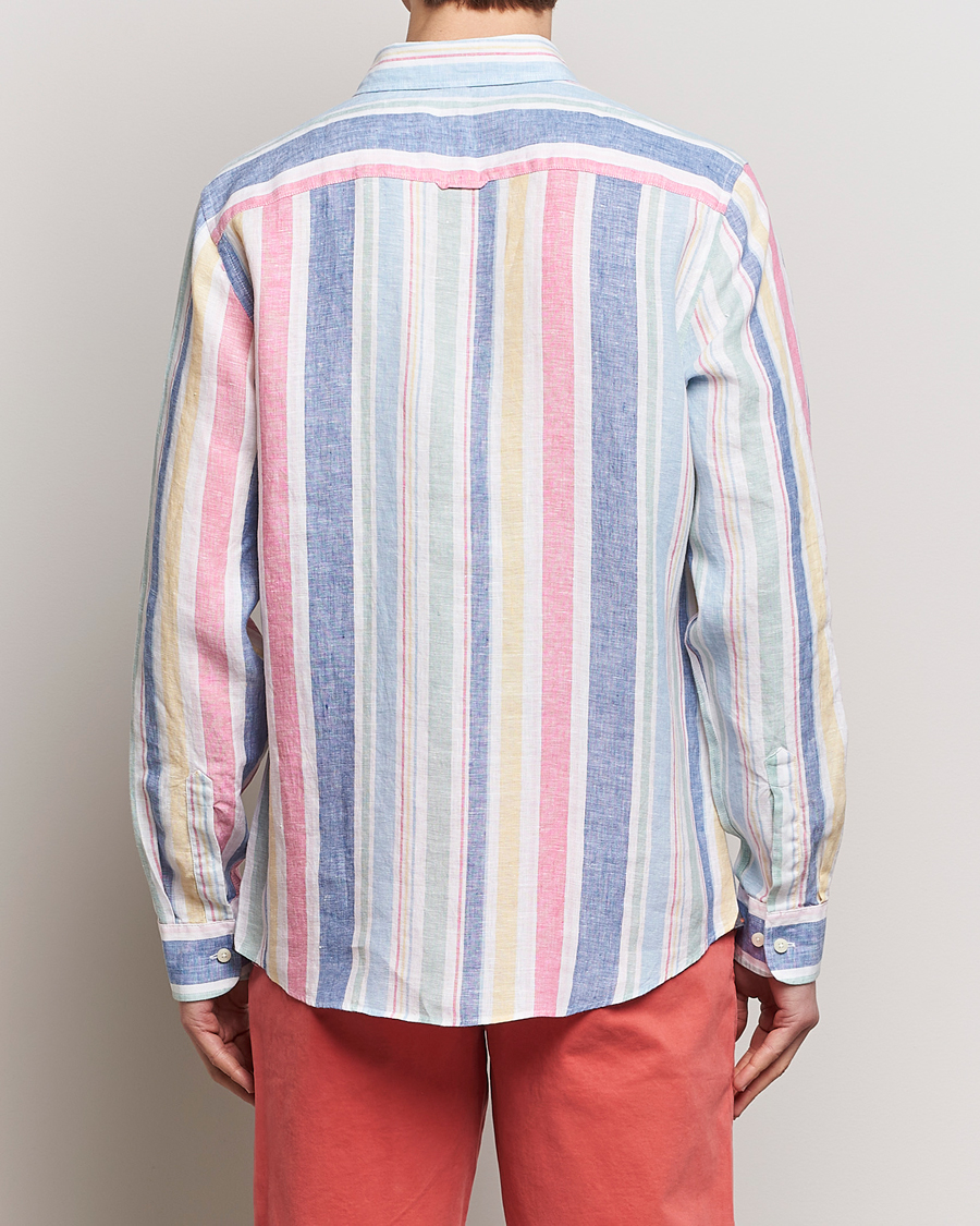 Heren | Overhemden | Morris | Happy Linen Stripe Shirt Light Blue
