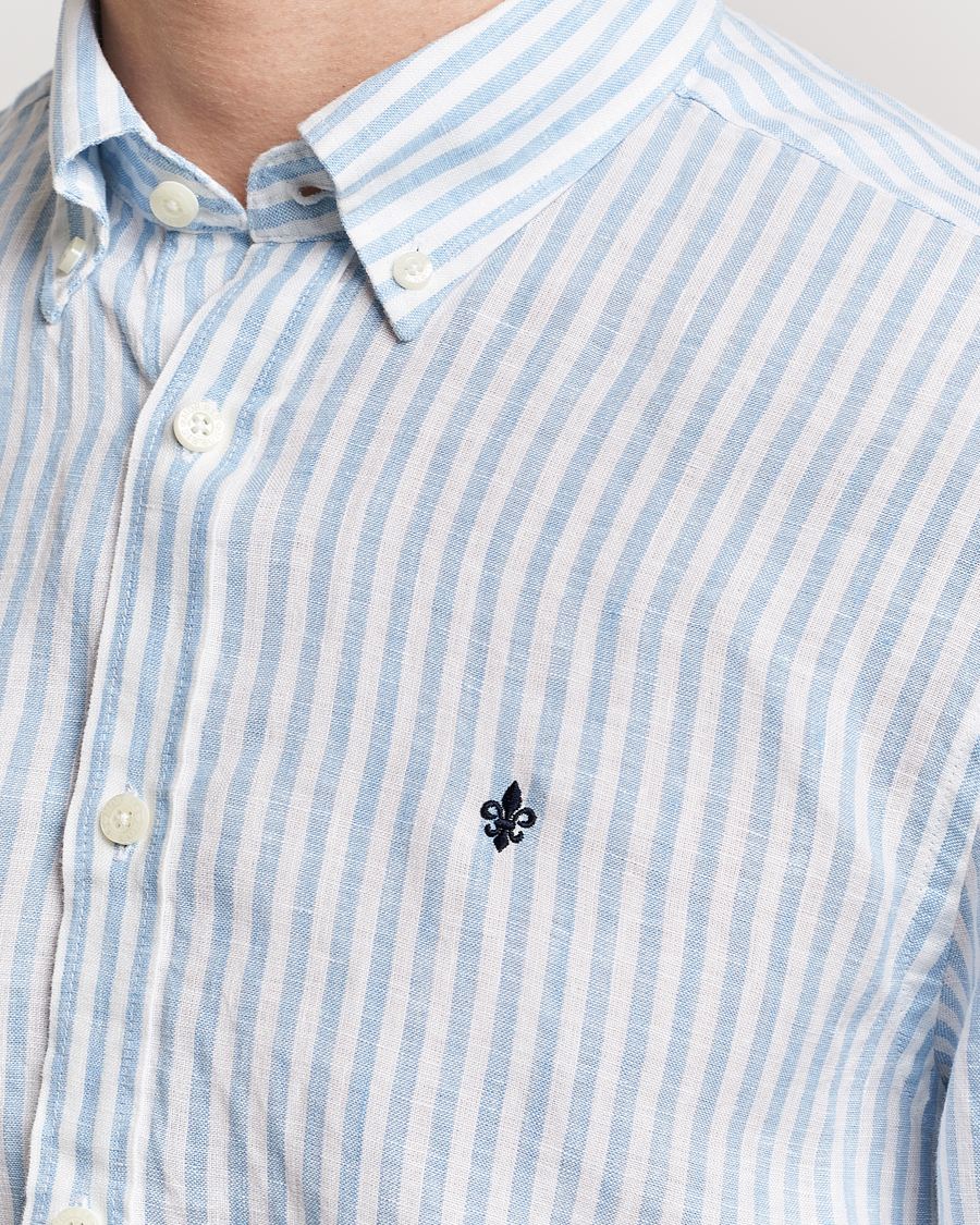 Homme | Chemises | Morris | Douglas Linen Stripe Shirt Light Blue