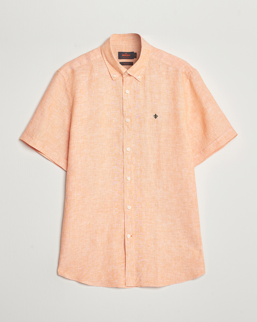 Heren | Overhemden | Morris | Douglas Linen Short Sleeve Shirt Orange