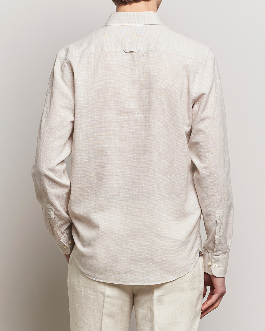 Homme | Chemises | Morris | Slim Fit Linen Check Shirt Khaki