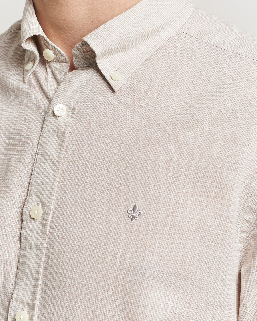 Homme | Chemises | Morris | Slim Fit Linen Check Shirt Khaki