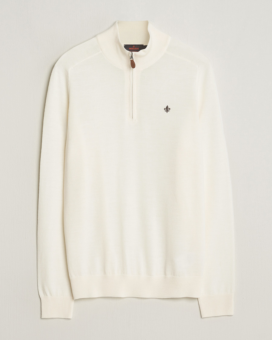Heren | Truien | Morris | John Merino Half Zip Off White
