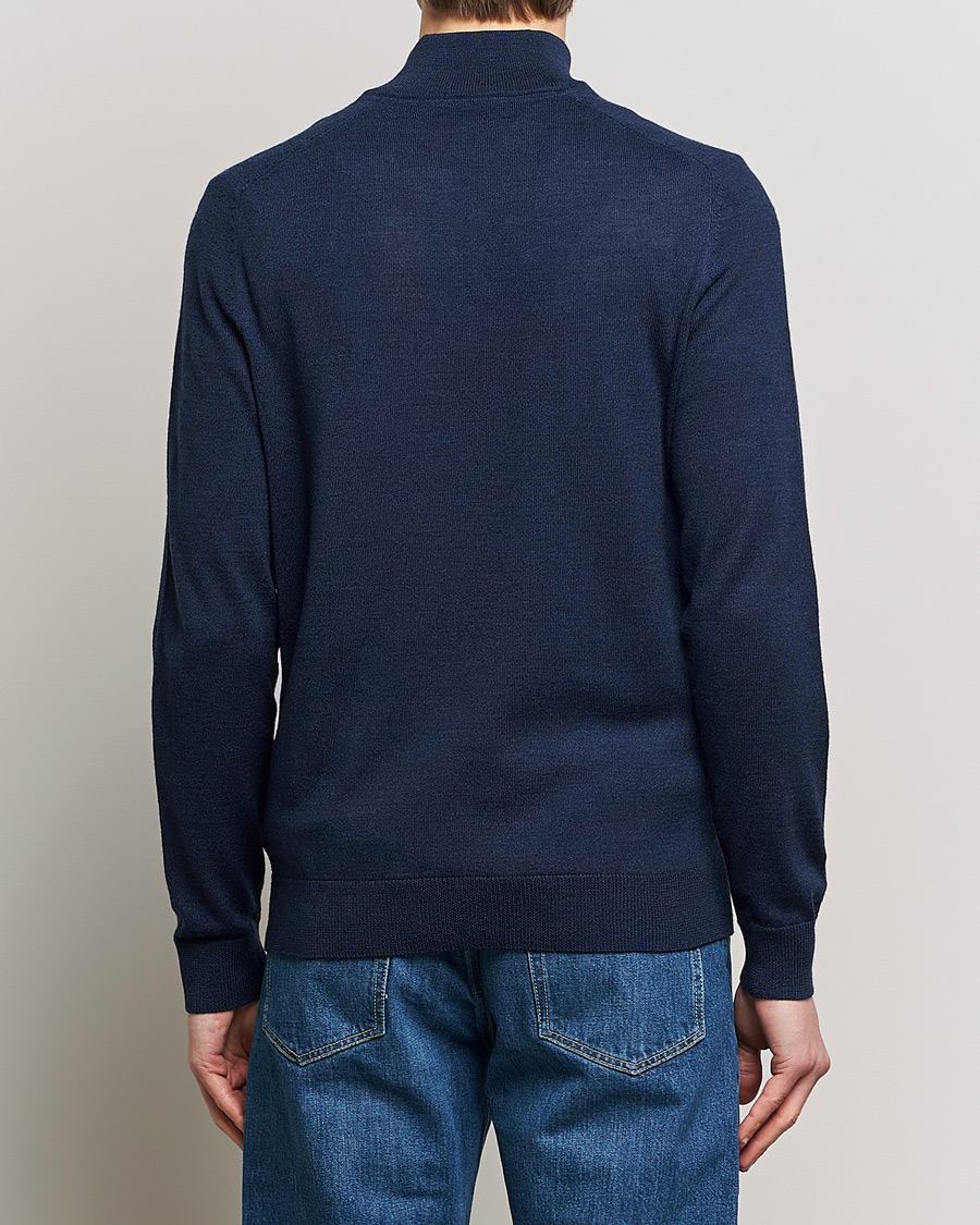 Heren | Truien | Morris | John Merino Half Zip Blue