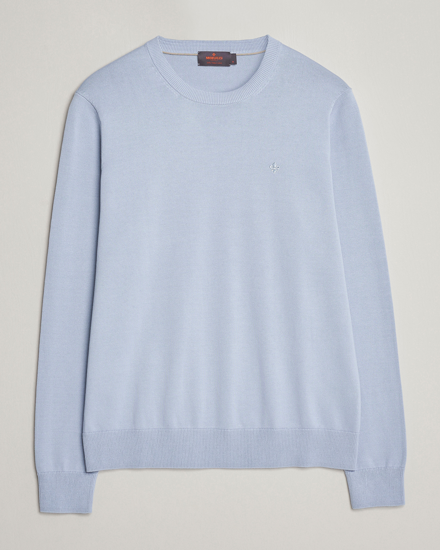 Homme | Pulls Et Tricots | Morris | Riley Cotton Crew Neck Pullover Light Blue