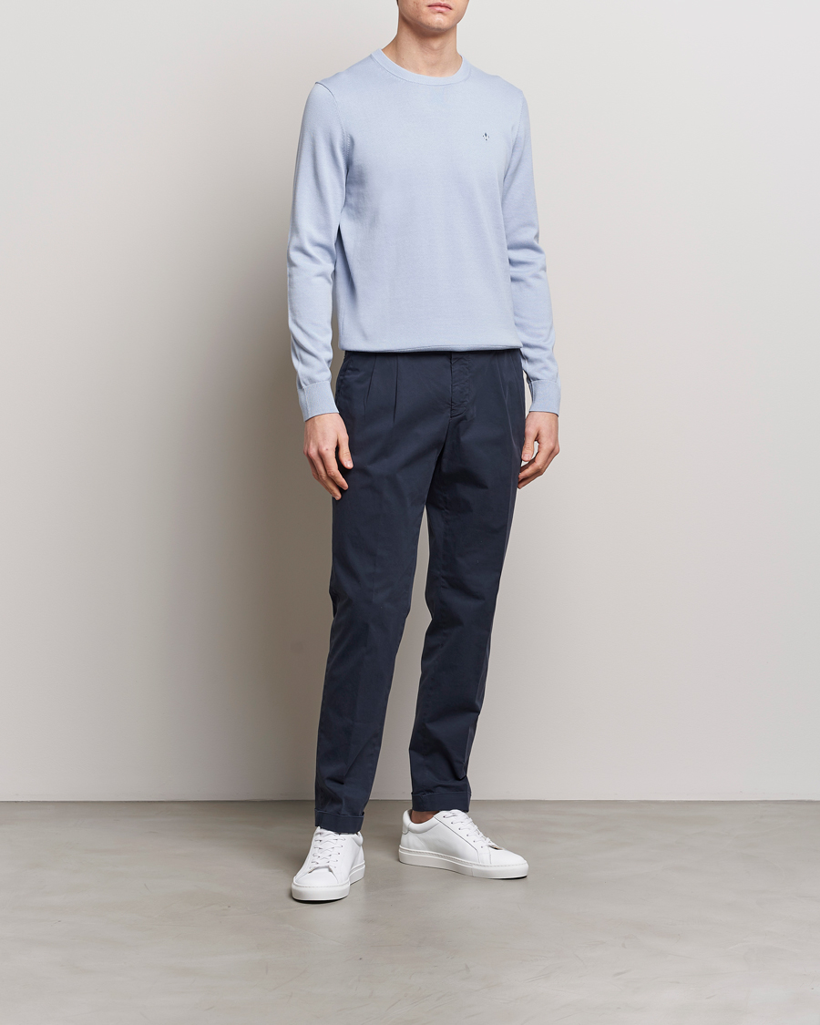 Homme | Pulls Et Tricots | Morris | Riley Cotton Crew Neck Pullover Light Blue