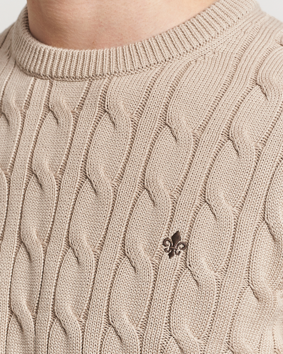 Homme | Pulls Et Tricots | Morris | Ethan Cotton Cable Crew Neck Khaki