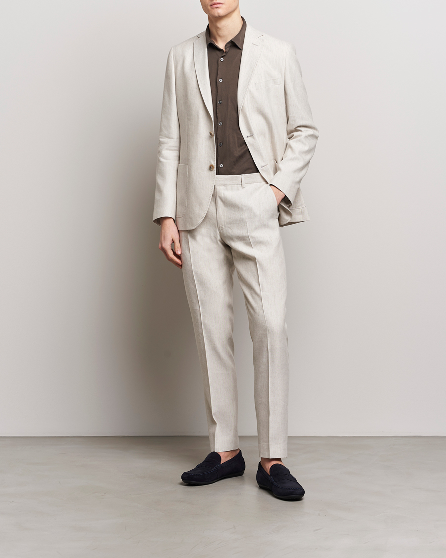 Homme | Pantalons | Morris | Bobby Linen Suit Trousers Khaki