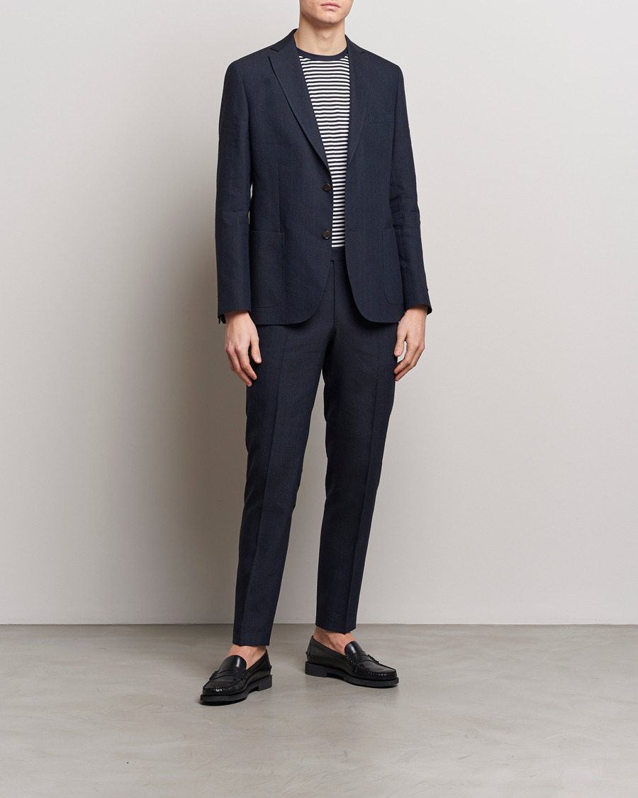 Homme | Pantalons | Morris | Bobby Linen Suit Trousers Navy