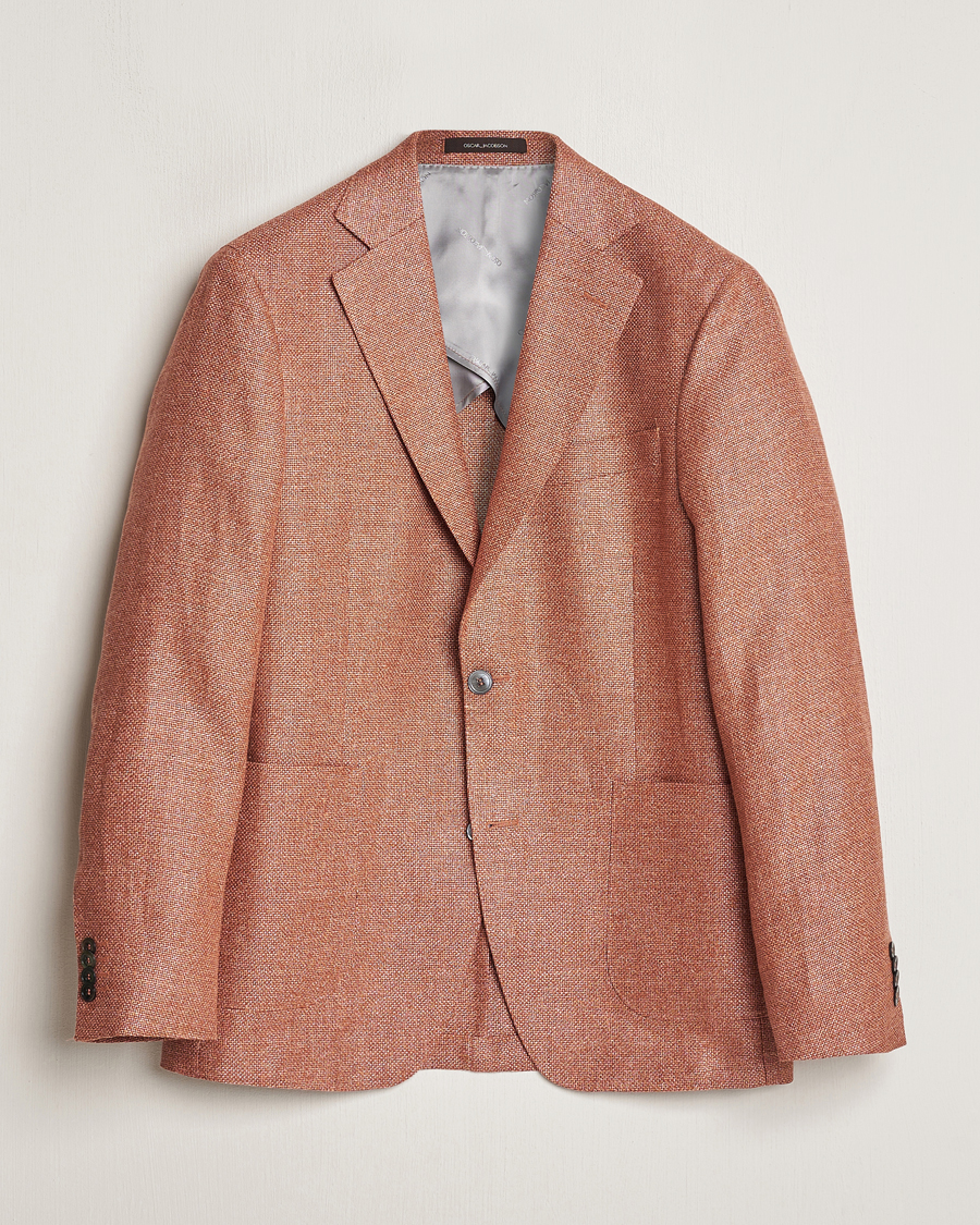 Homme | Blazers | Oscar Jacobson | Ferry Hopsack Hemp/Wool Blazer Orange