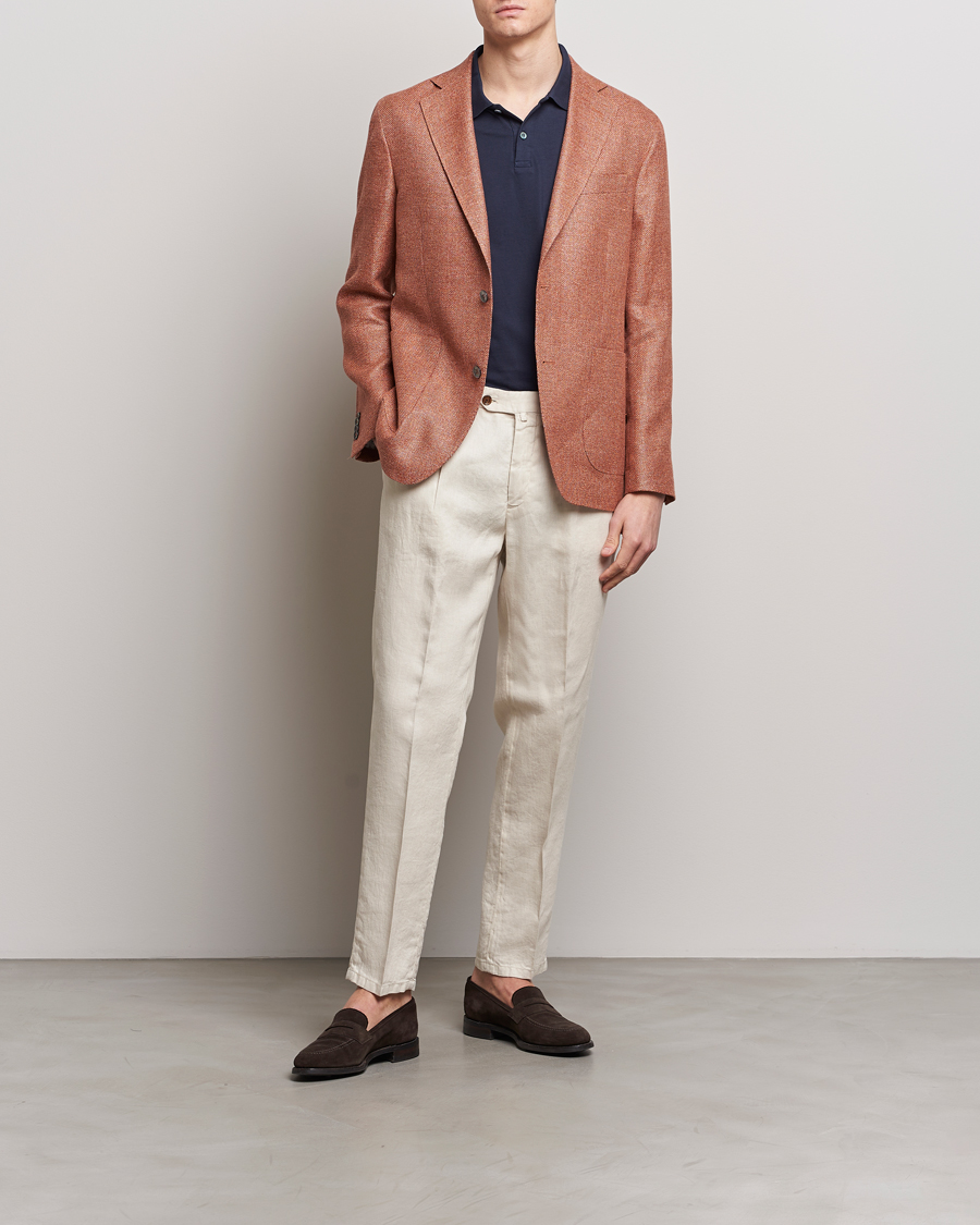Homme | Blazers | Oscar Jacobson | Ferry Hopsack Hemp/Wool Blazer Orange