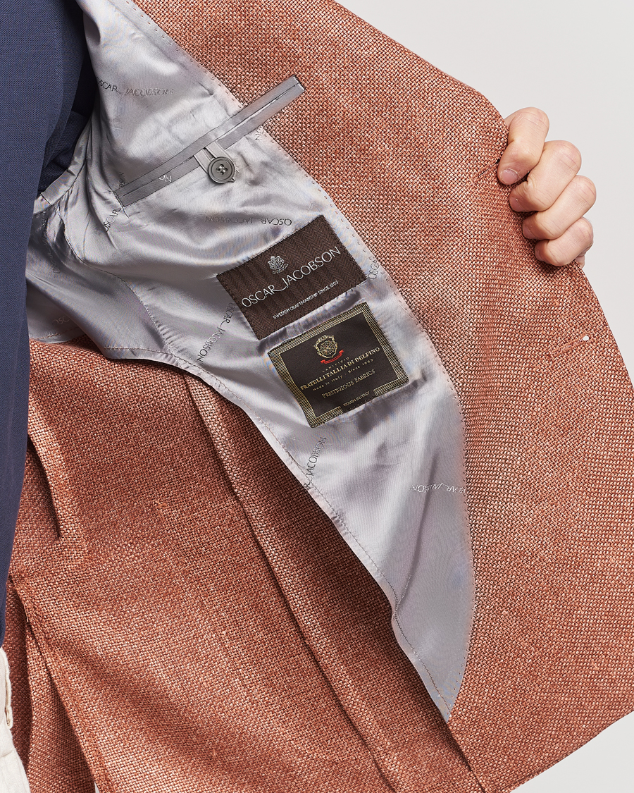 Homme | Blazers | Oscar Jacobson | Ferry Hopsack Hemp/Wool Blazer Orange