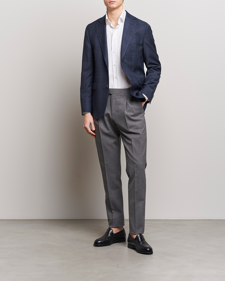 Heren | Blazers | Oscar Jacobson | Fogerty Mini Check Wool Blazer Navy