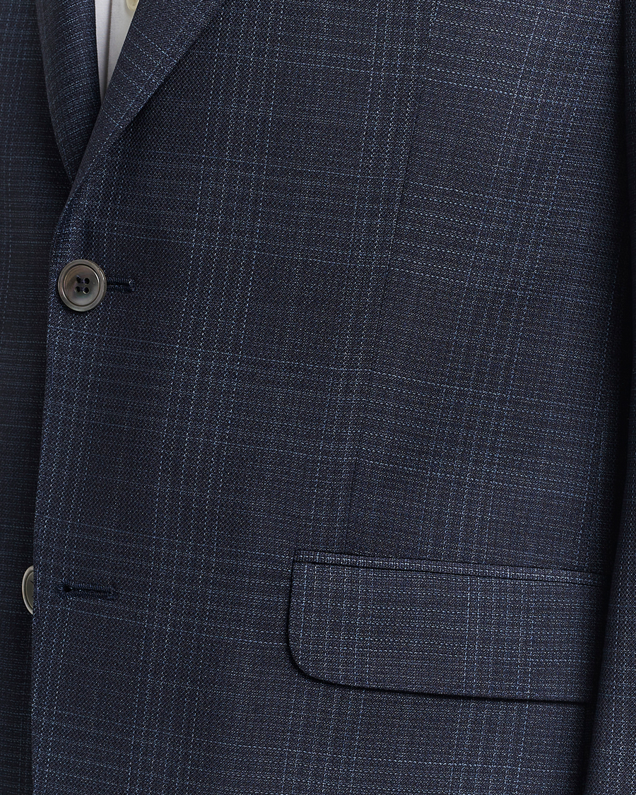 Heren | Blazers | Oscar Jacobson | Fogerty Mini Check Wool Blazer Navy
