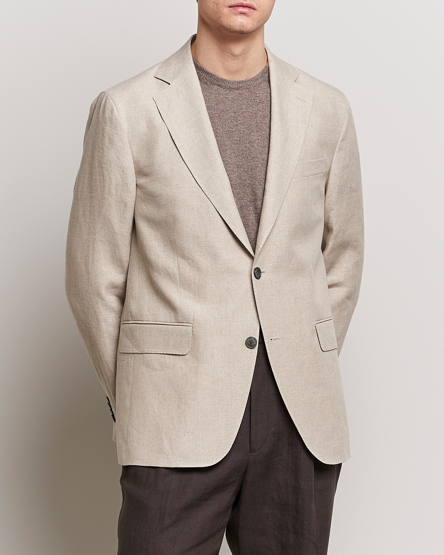 Homme | Blazers | Oscar Jacobson | Fogerty Linen Blazer Beige
