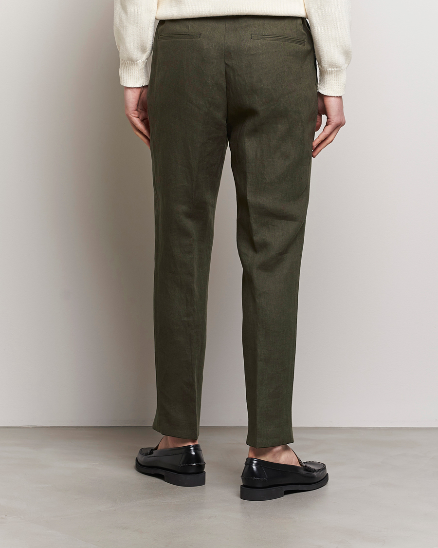 Homme | Pantalons | Oscar Jacobson | Delon Linen Trousers Olive