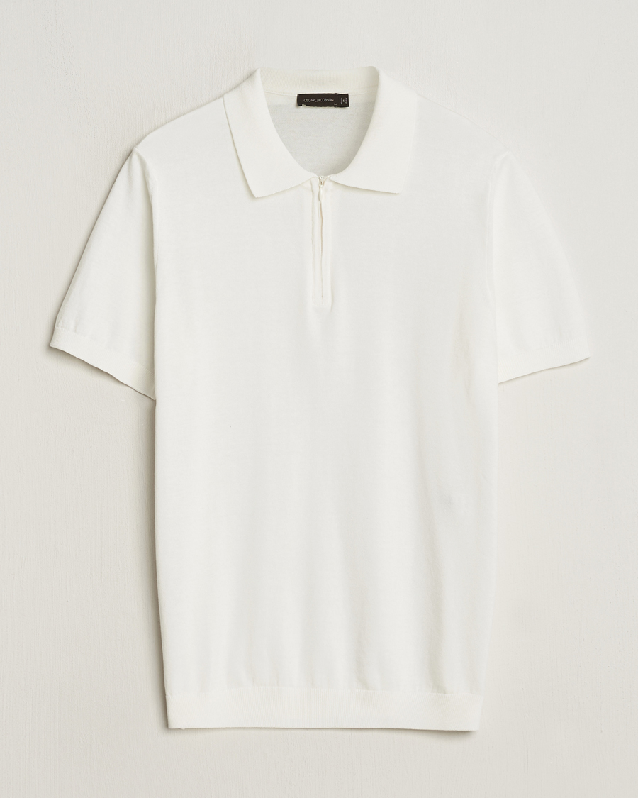Homme | Polos | Oscar Jacobson | Otto Short Sleeve Zip Polo White