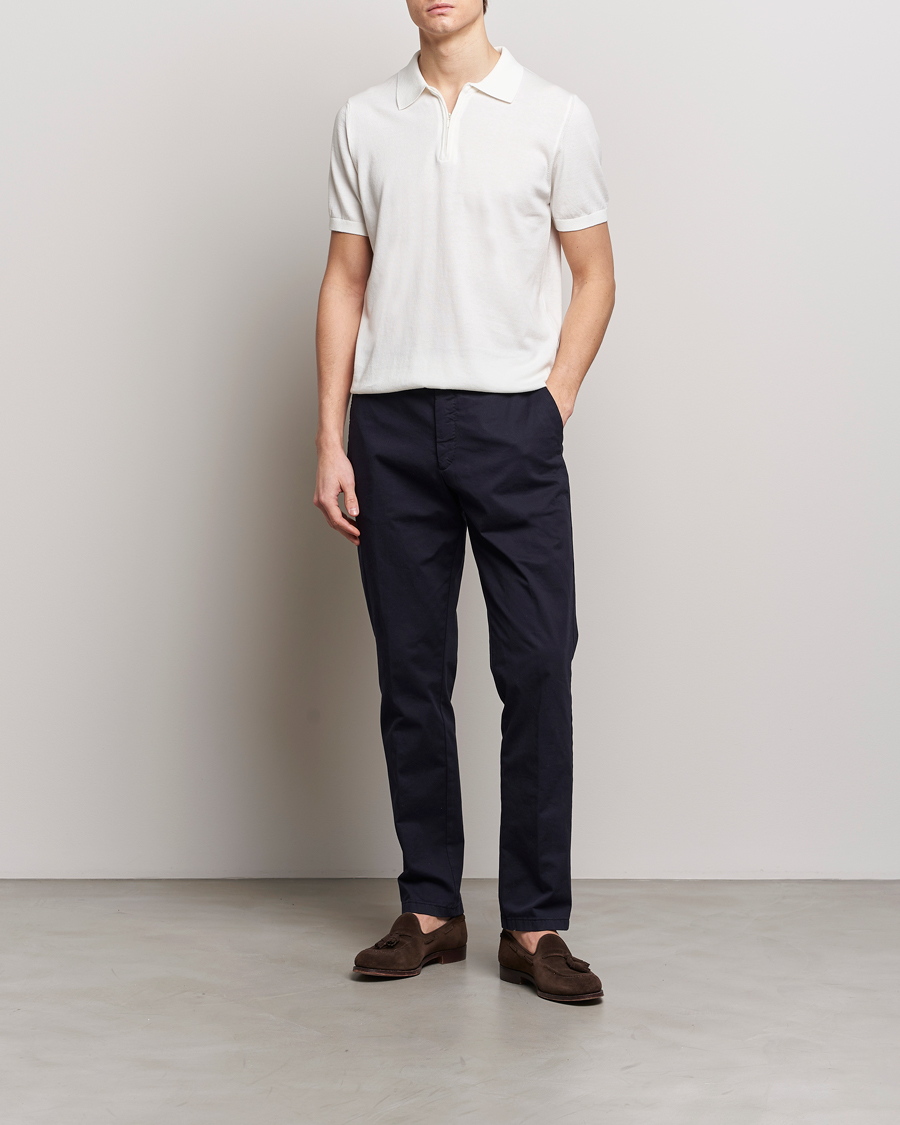 Homme | Polos | Oscar Jacobson | Otto Short Sleeve Zip Polo White