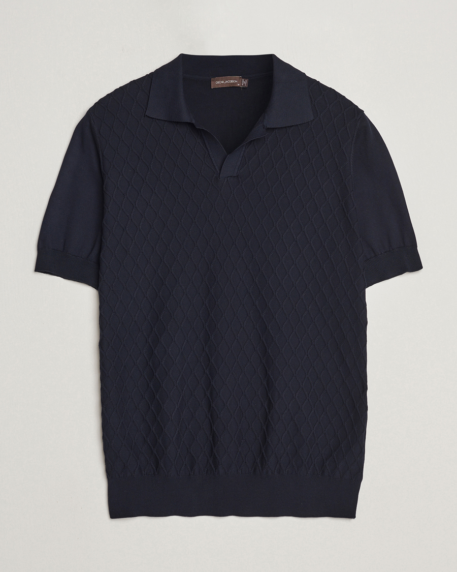 Heren | Polo's | Oscar Jacobson | Mirza Structured Cotton Polo Navy