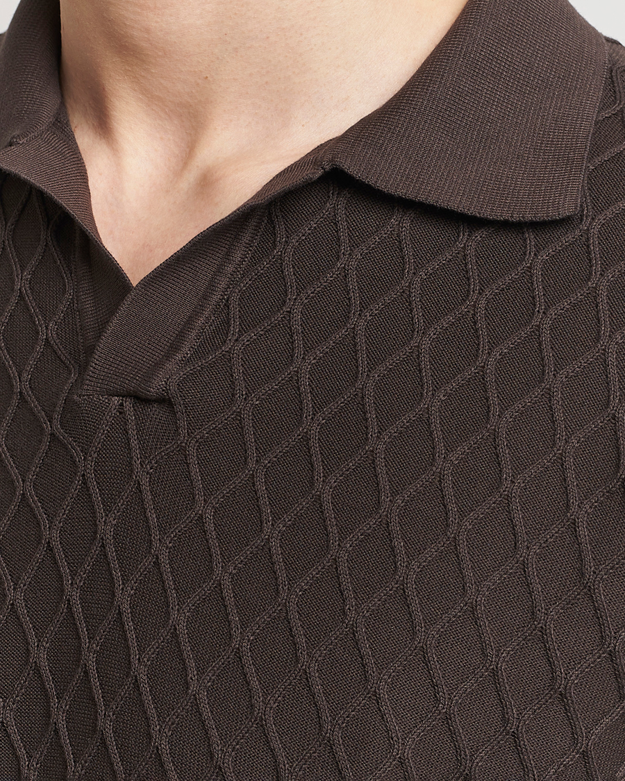 Heren | Polo's | Oscar Jacobson | Mirza Structured Cotton Polo Brown