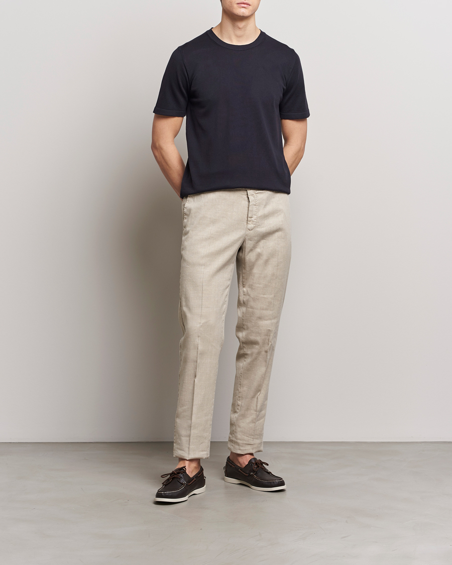 Homme | T-shirts | Oscar Jacobson | Brian Knitted Cotton T-Shirt Navy