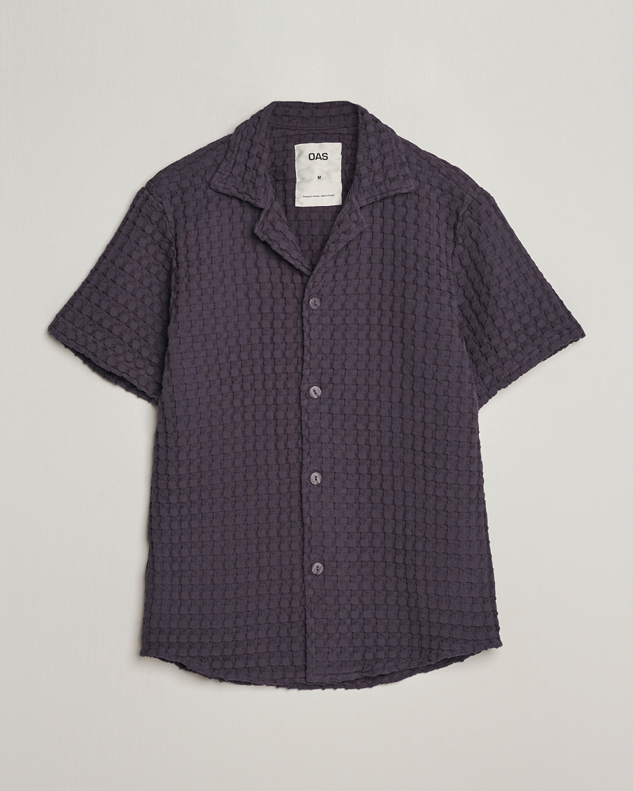 Heren | Overhemden | OAS | Cuba Waffle Shirt Nearly Black