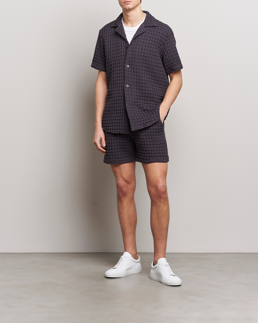 Heren | Overhemden | OAS | Cuba Waffle Shirt Nearly Black