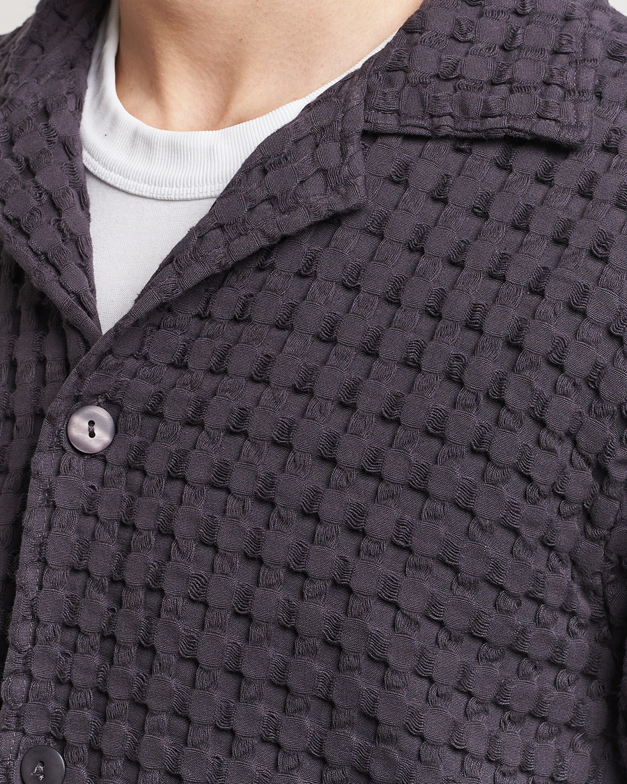 Heren | Overhemden | OAS | Cuba Waffle Shirt Nearly Black