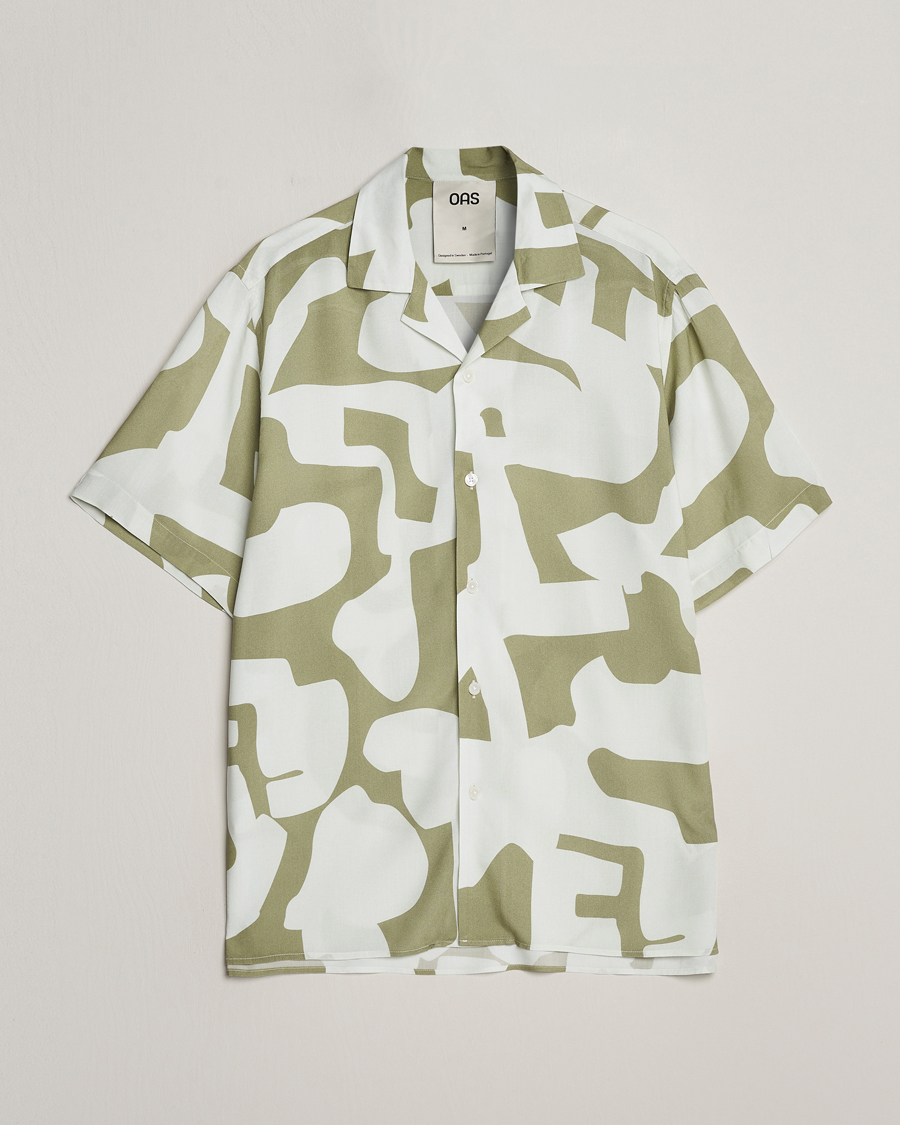 Heren | Overhemden | OAS | Viscose Resort Short Sleeve Shirt Sage Puzzlotec