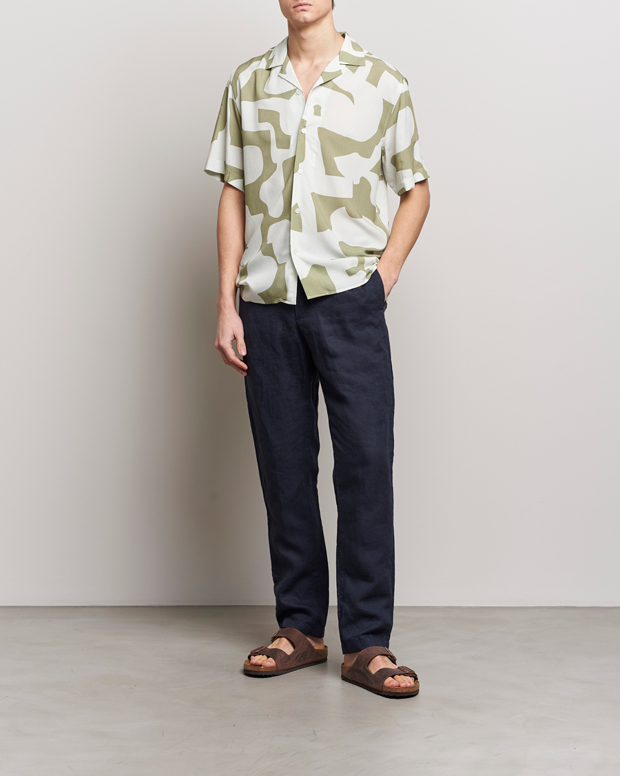 Heren | Overhemden | OAS | Viscose Resort Short Sleeve Shirt Sage Puzzlotec