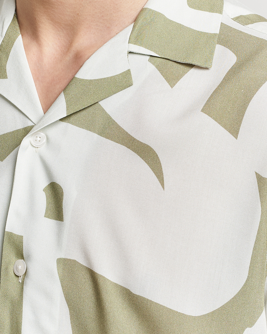 Heren | Overhemden | OAS | Viscose Resort Short Sleeve Shirt Sage Puzzlotec